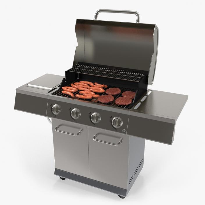 3D Gas Grill with Sausages model