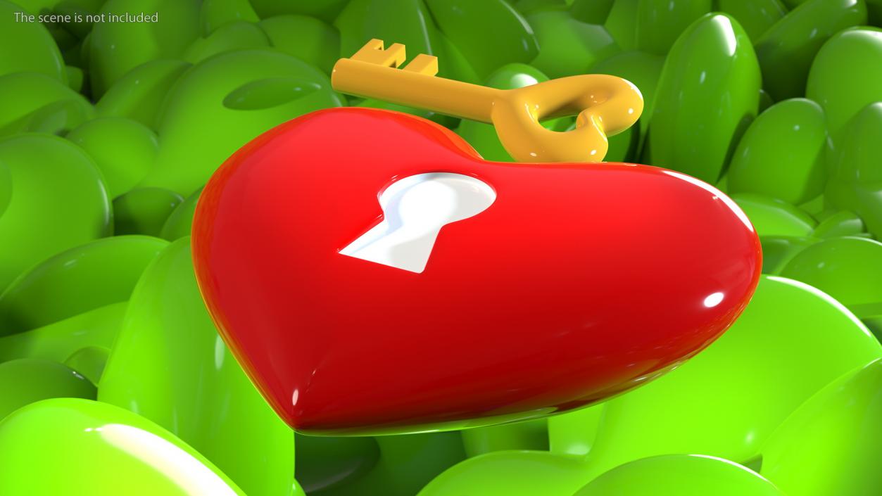 3D Heart with Keyhole and Key