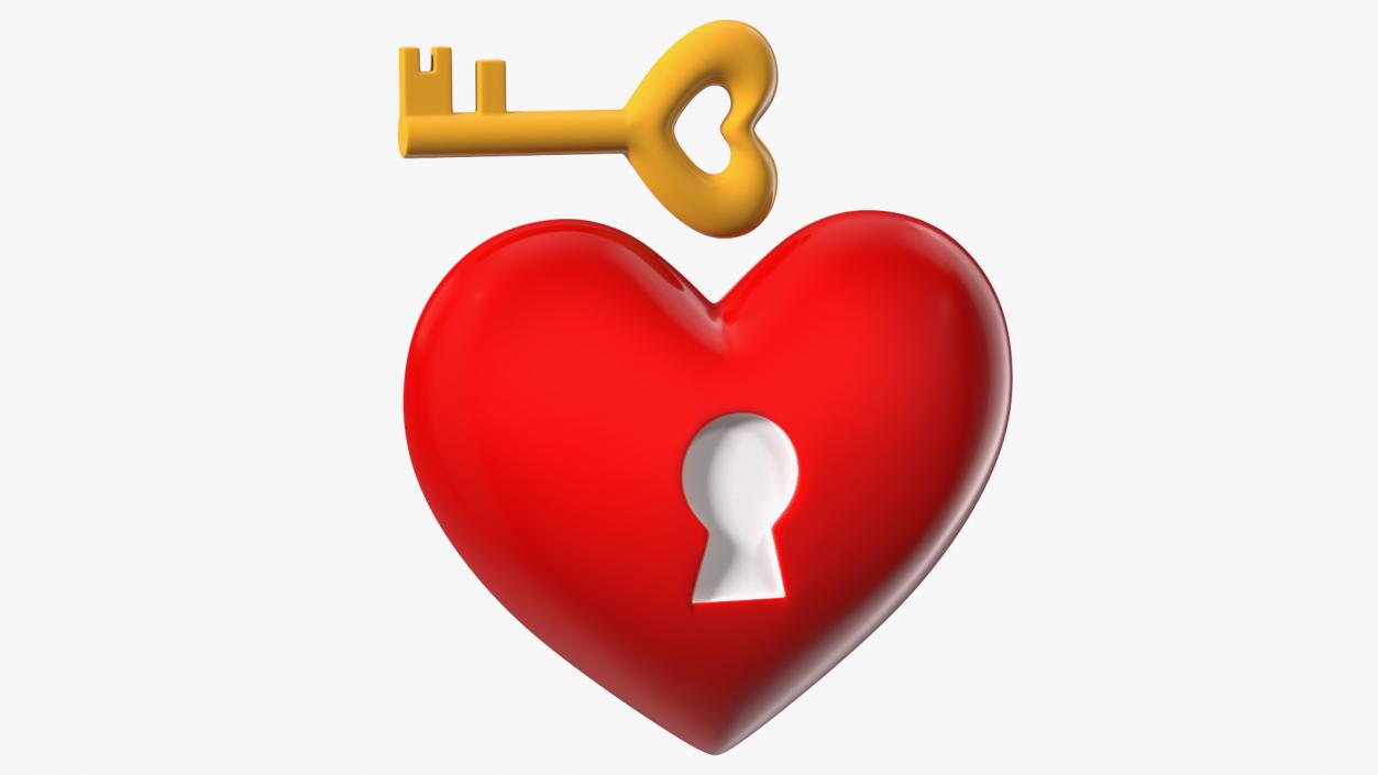 3D Heart with Keyhole and Key