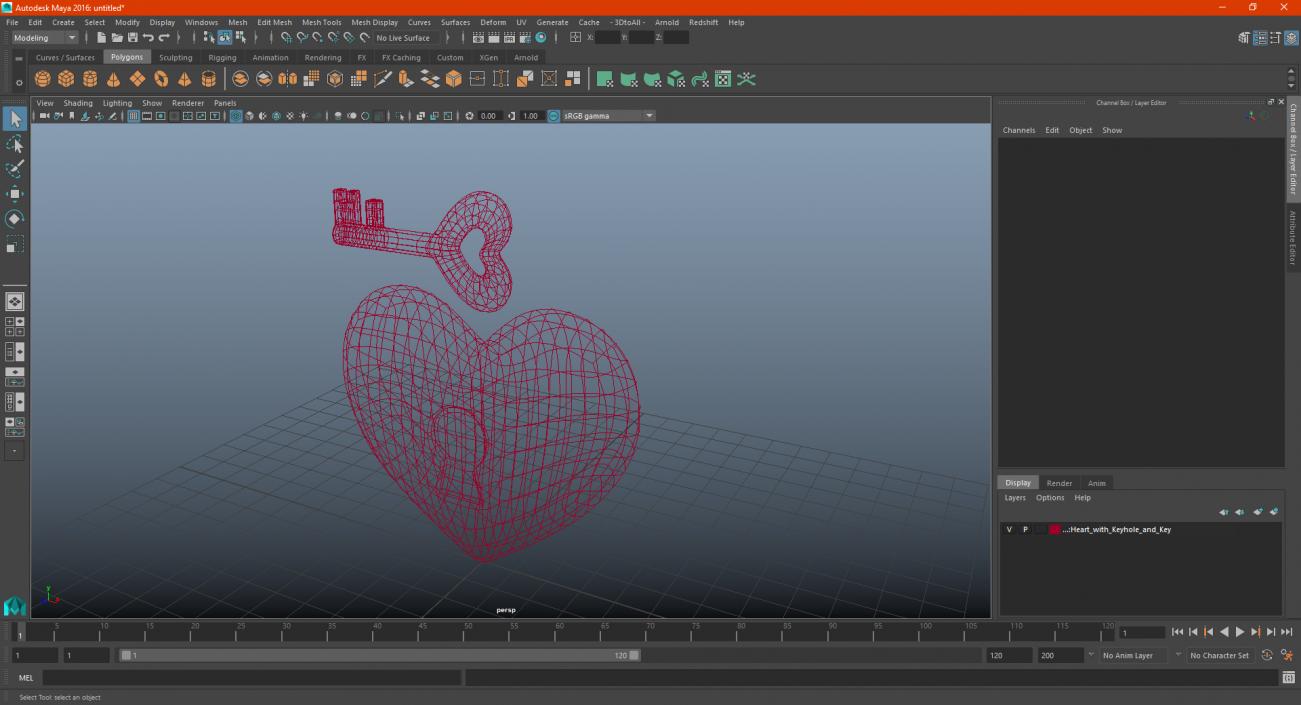 3D Heart with Keyhole and Key