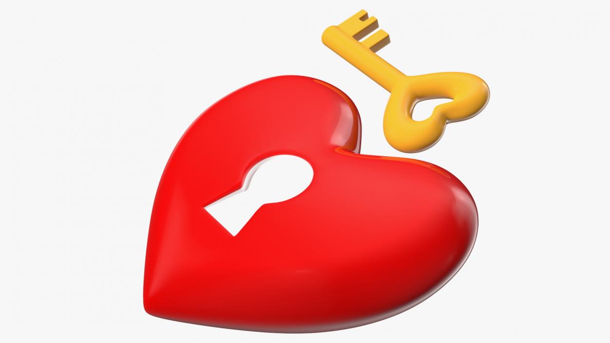 3D Heart with Keyhole and Key