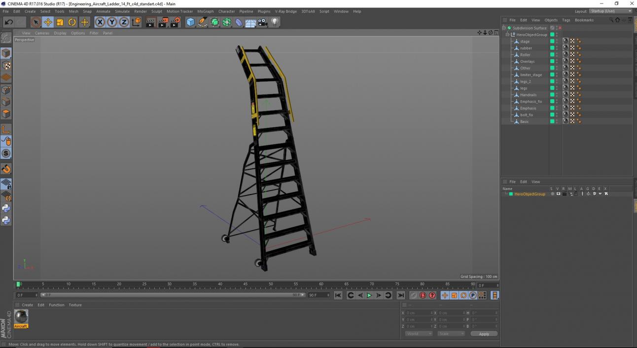 3D Engineering Aircraft Ladder 14 Ft model