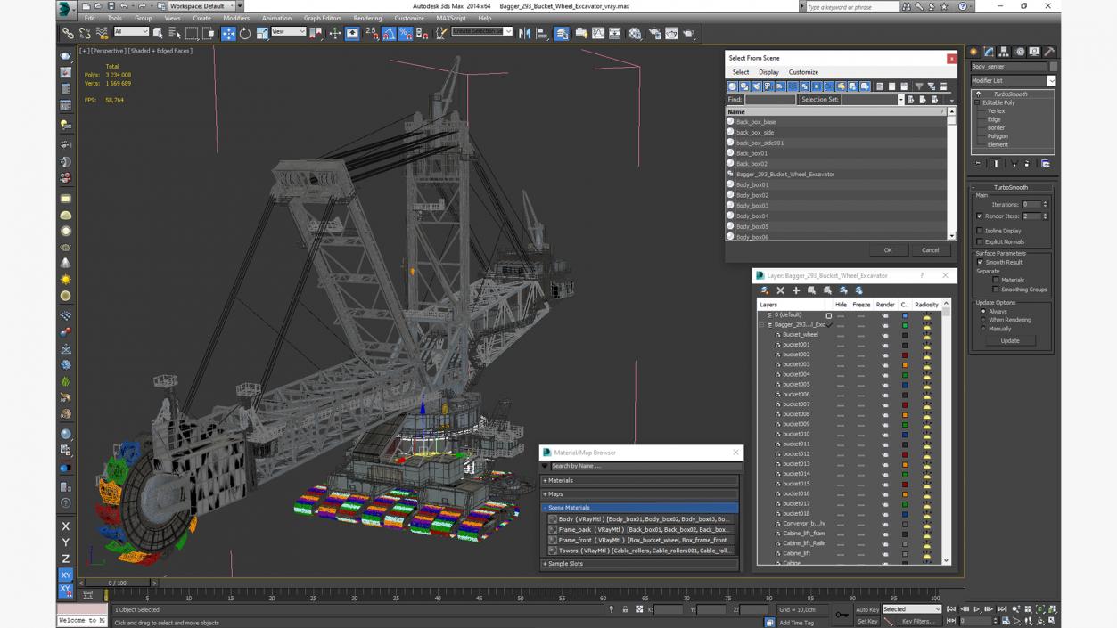 3D Bagger 293 Bucket Wheel Excavator model