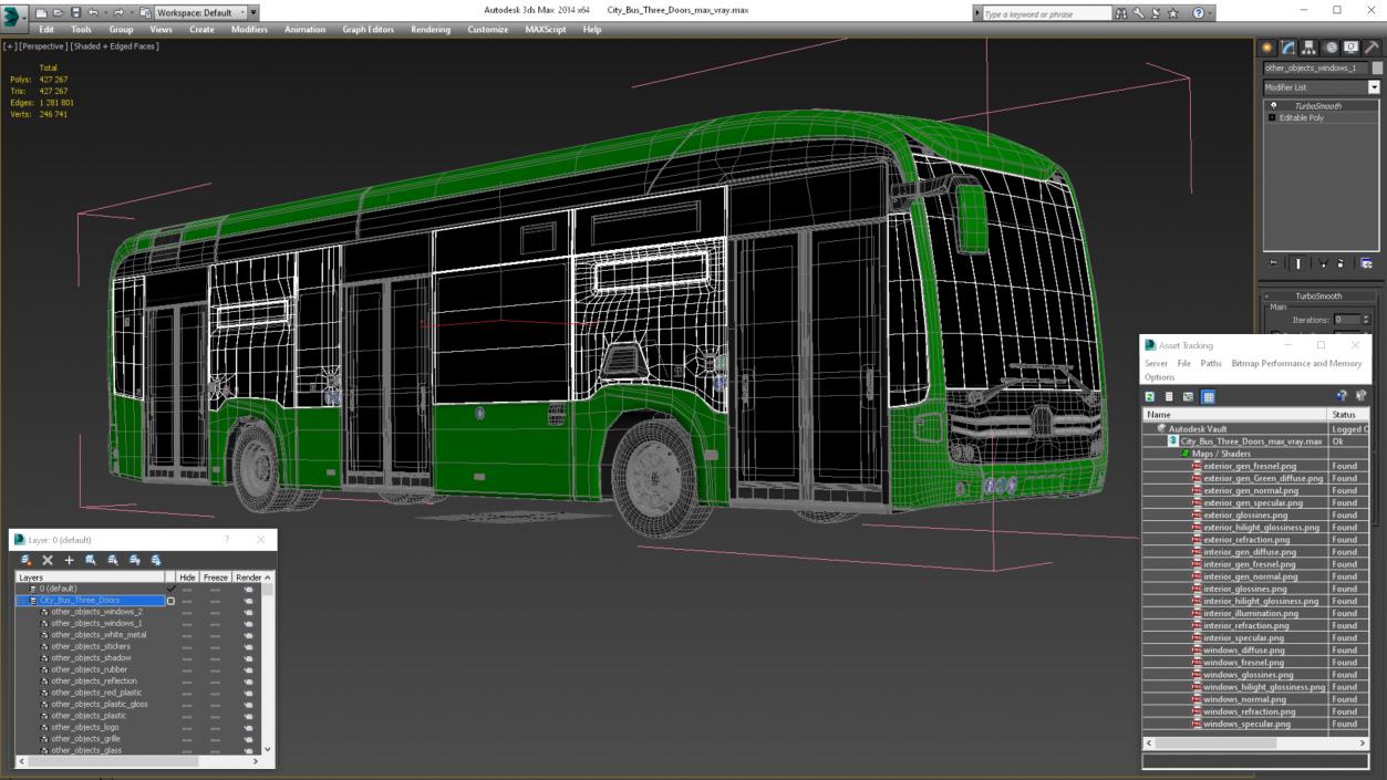 3D model City Bus Three Doors