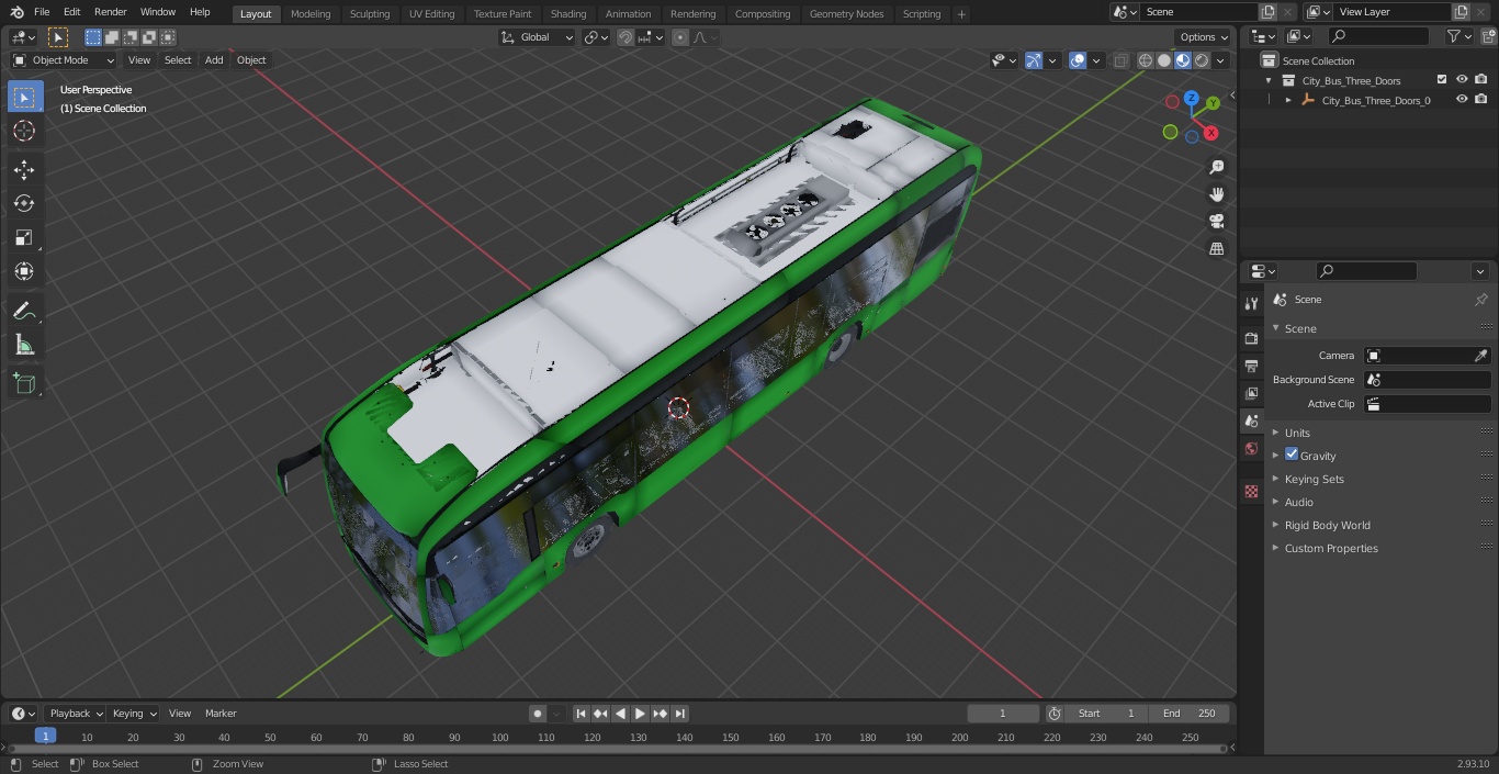 3D model City Bus Three Doors