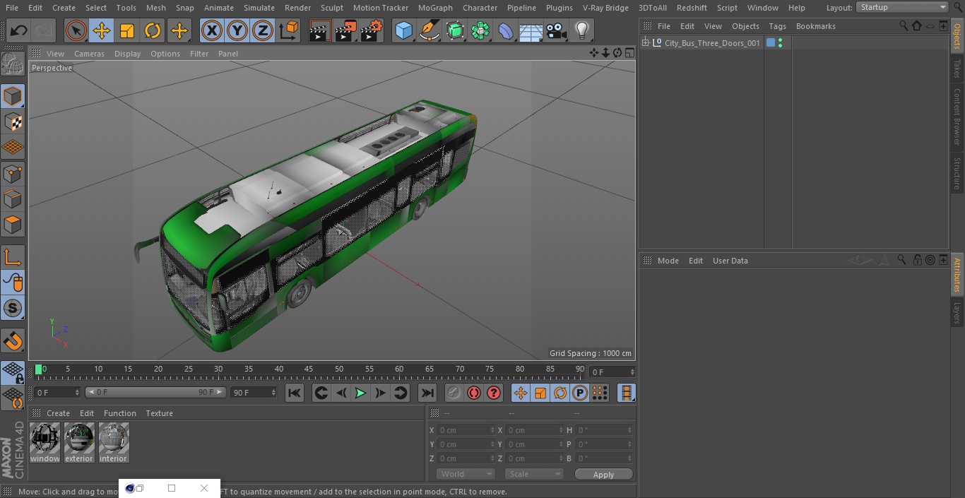 3D model City Bus Three Doors