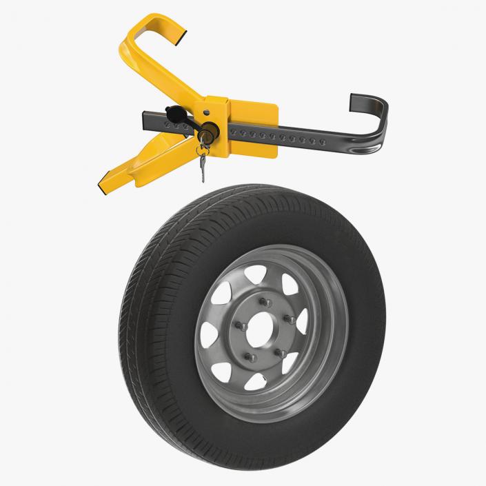 3D Anti Theft Lock Clamp with Wheel Collection model