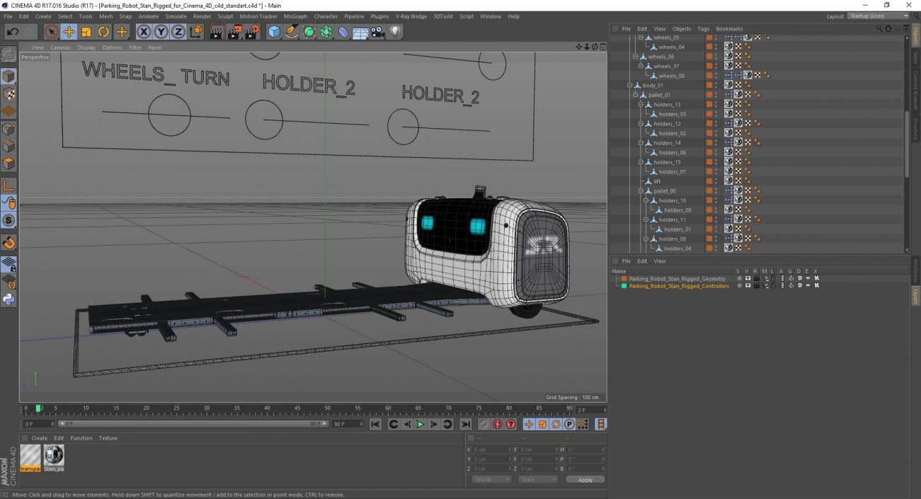 Parking Robot Stan Rigged for Cinema 4D 3D model