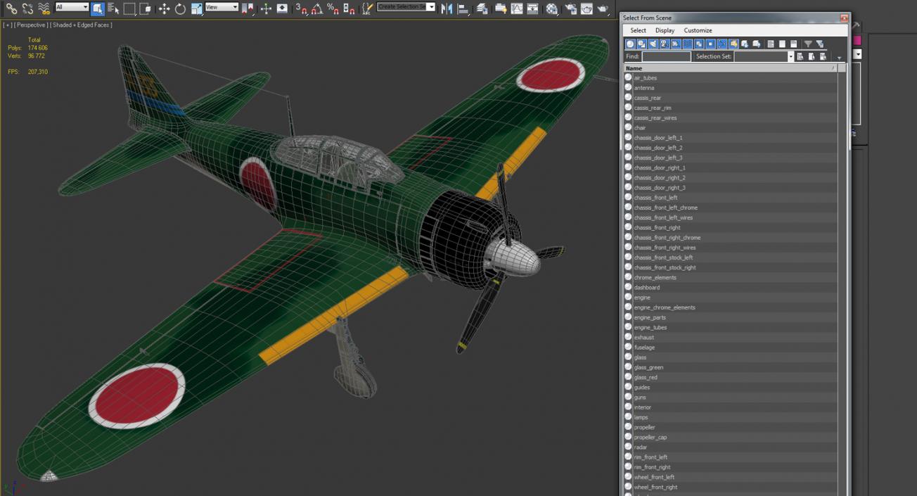 Fighter Aircraft A6M Zero Japanese Navy WWII 3D model