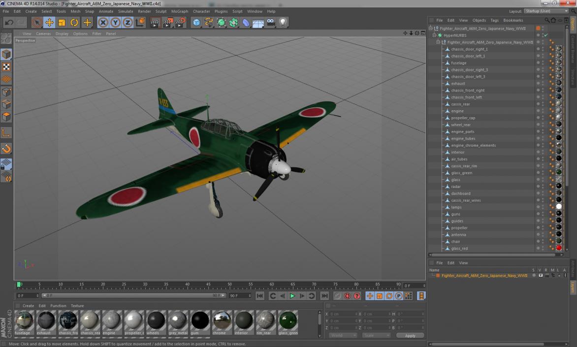 Fighter Aircraft A6M Zero Japanese Navy WWII 3D model