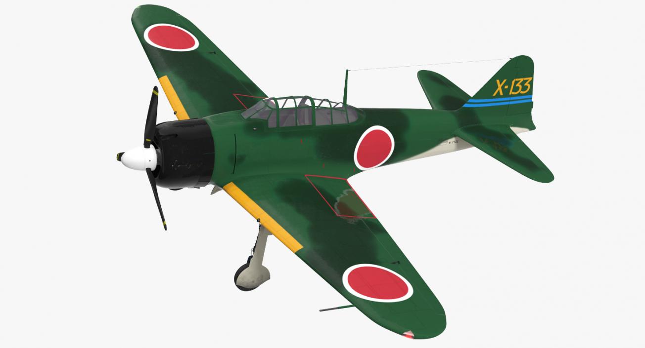 Fighter Aircraft A6M Zero Japanese Navy WWII 3D model