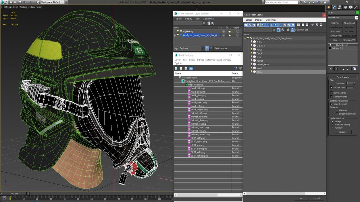 Firefighter Head Cairns XF1 Fire Helmet 3D model