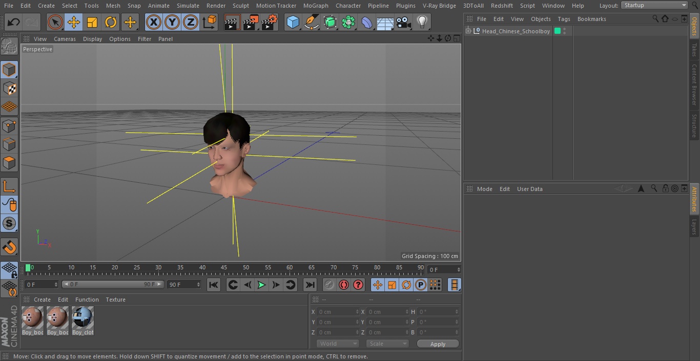 Head Chinese Schoolboy 3D