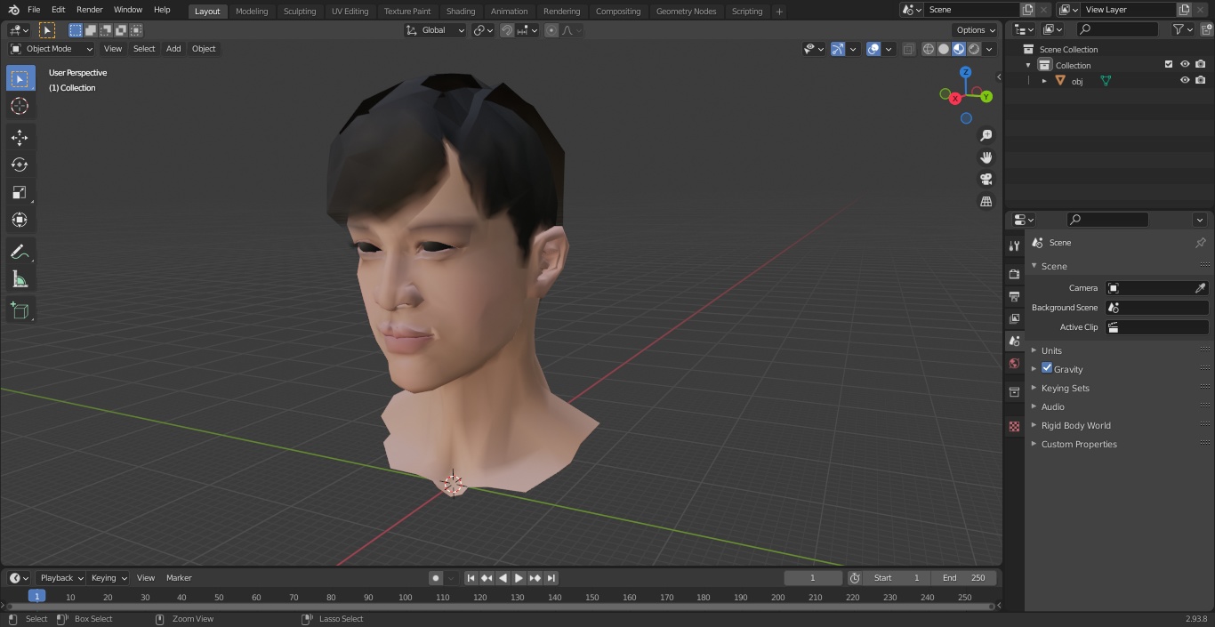 Head Chinese Schoolboy 3D