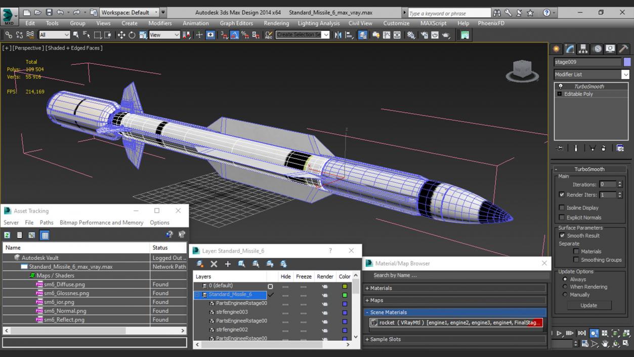 3D Standard Missile 6 model