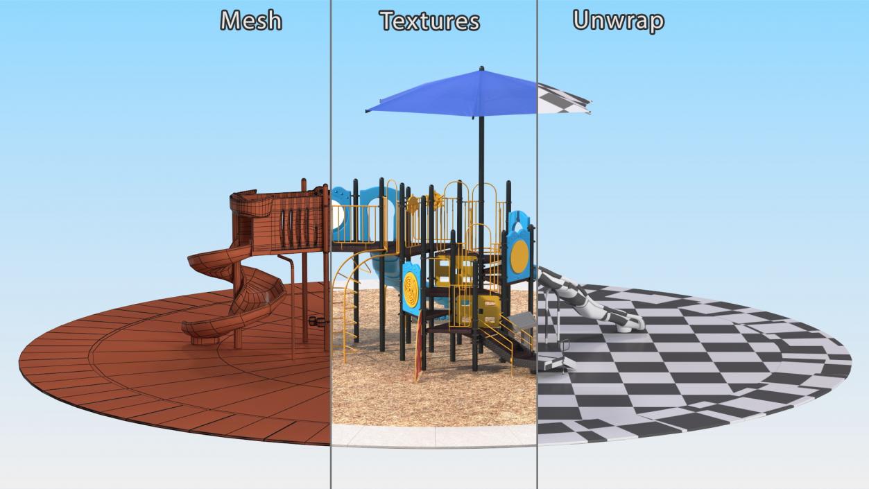 3D Outdoor Kids Playground Playset