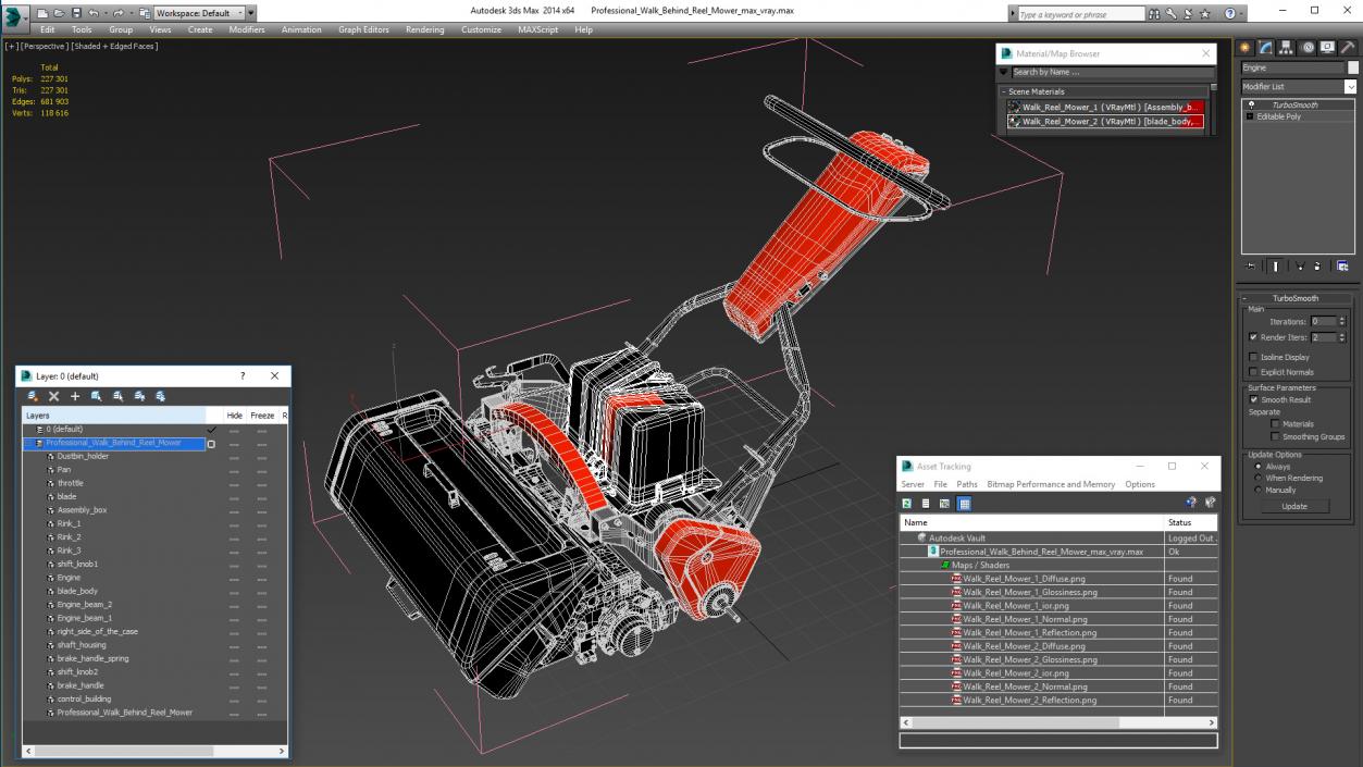 3D model Professional Walk Behind Reel Mower