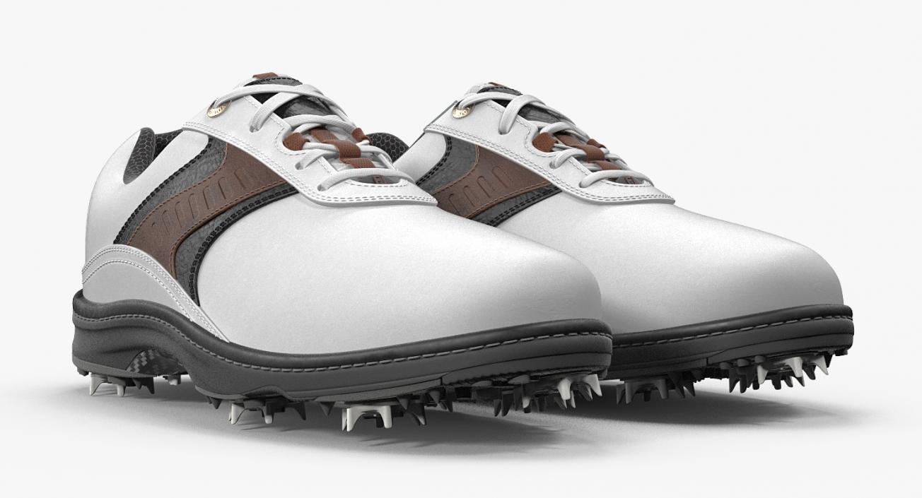 Footjoy Mens Contour White Golf Spikes Shoes 3D model