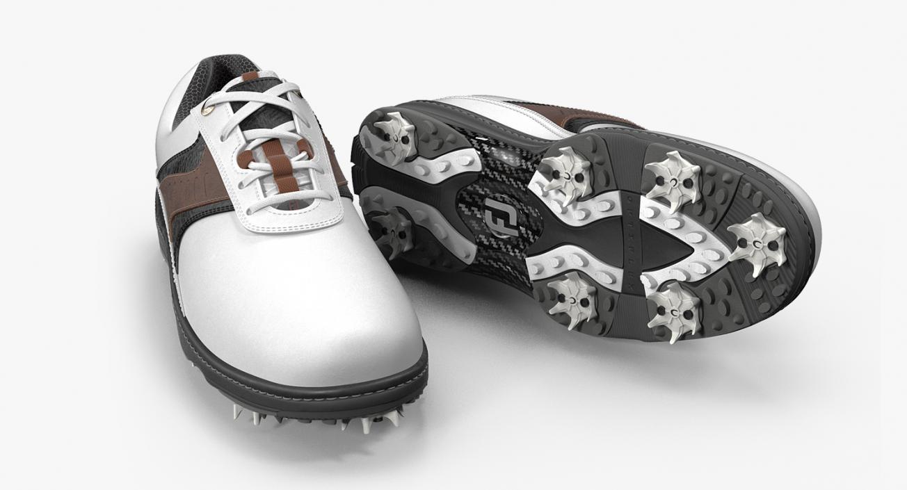 Footjoy Mens Contour White Golf Spikes Shoes 3D model