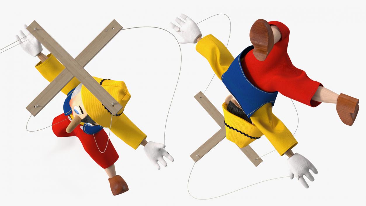 3D Dancing Pinocchio Wooden String Puppet model