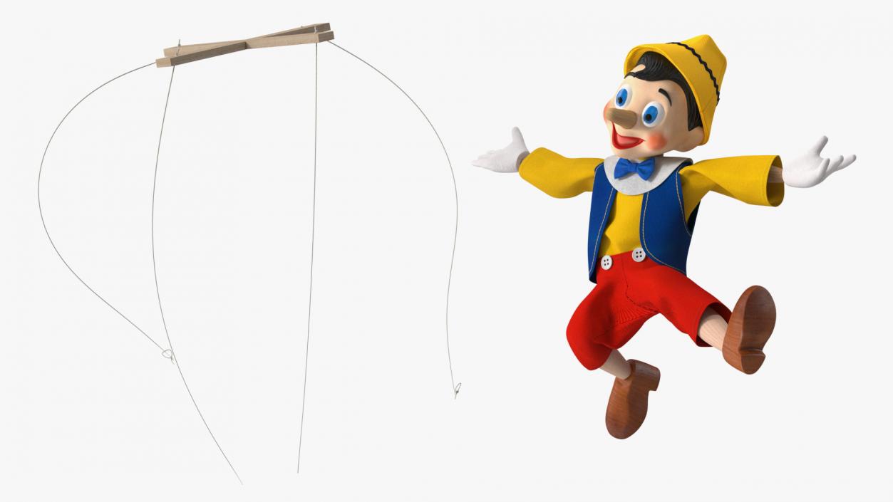 3D Dancing Pinocchio Wooden String Puppet model