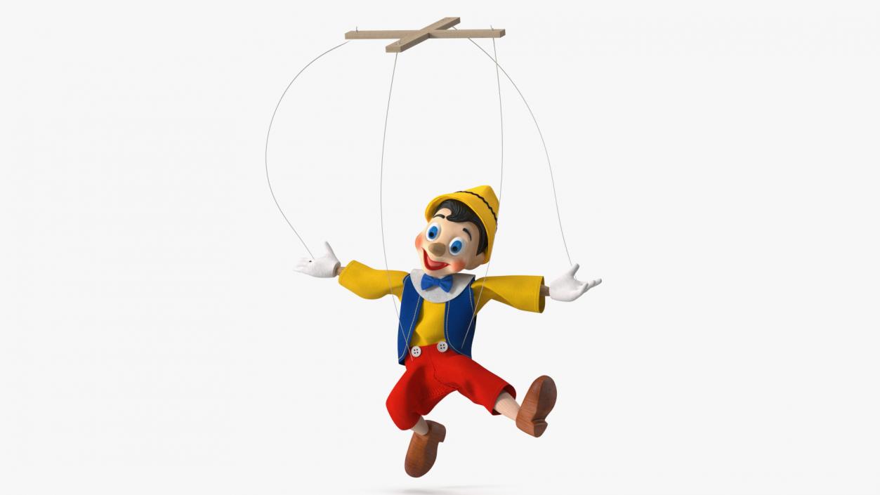 3D Dancing Pinocchio Wooden String Puppet model