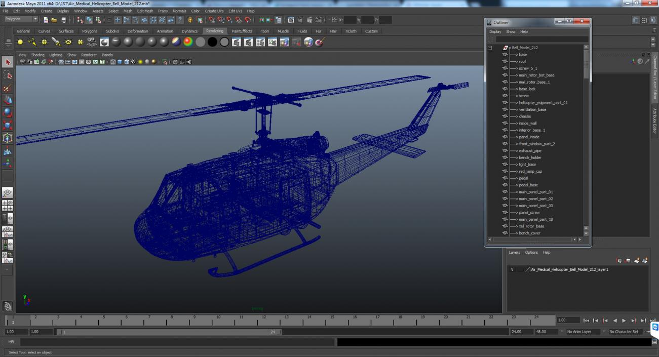 Air Medical Helicopter Bell Model 212 3D