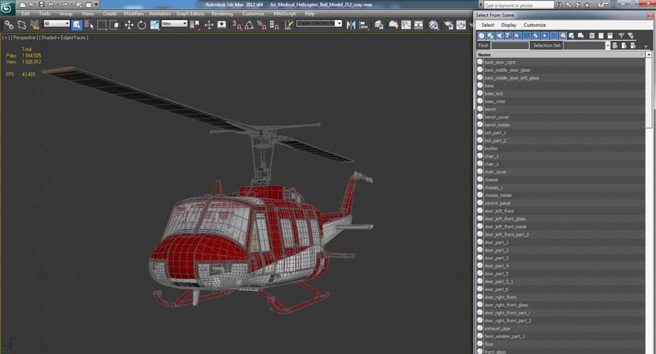 Air Medical Helicopter Bell Model 212 3D