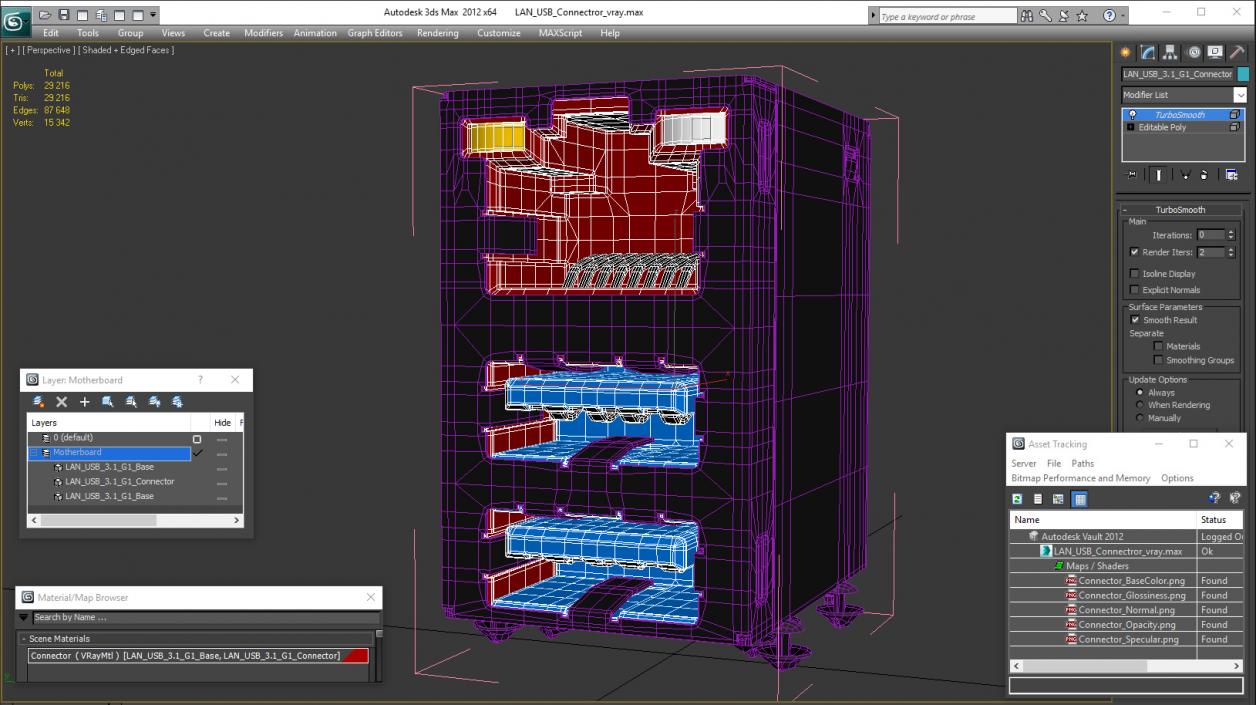 3D LAN USB Connectror model