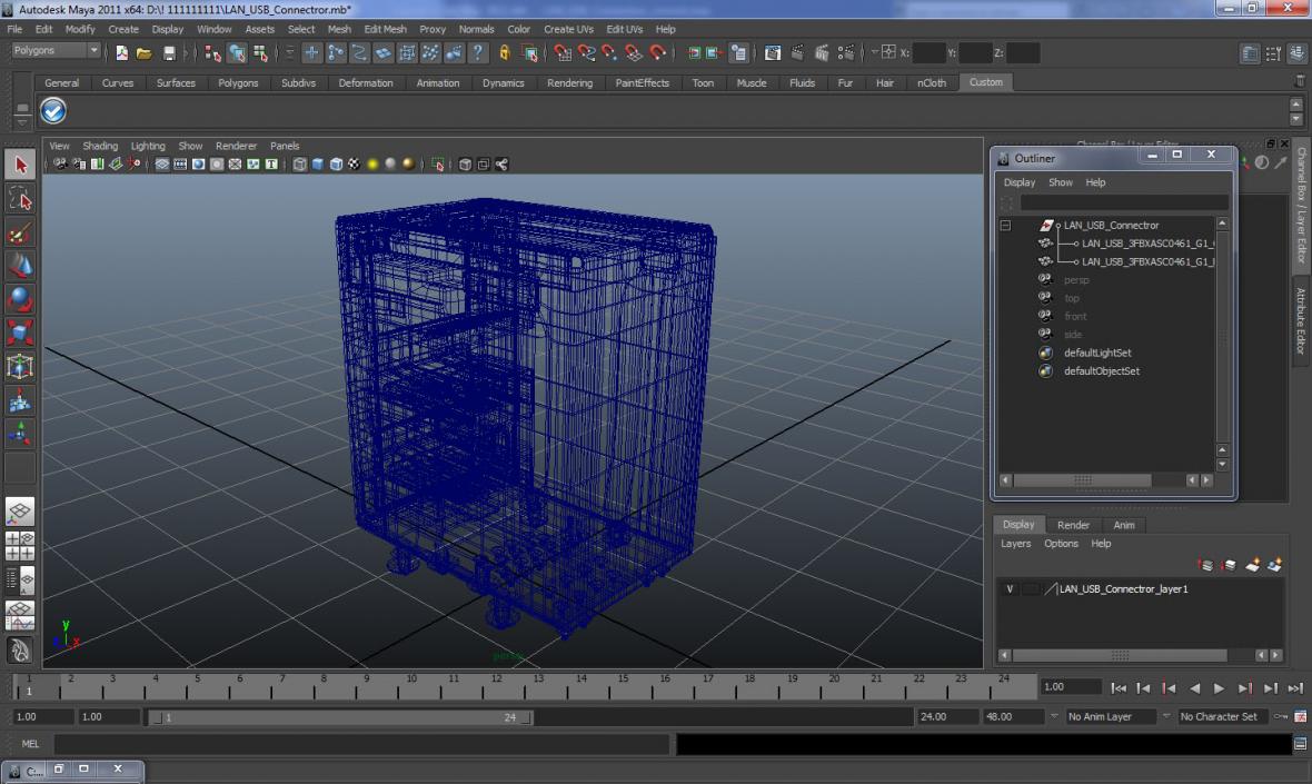 3D LAN USB Connectror model