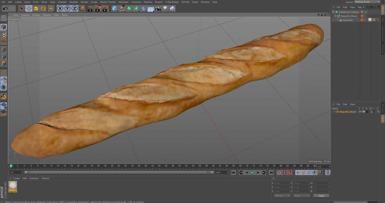 Baguette Bread 3D model