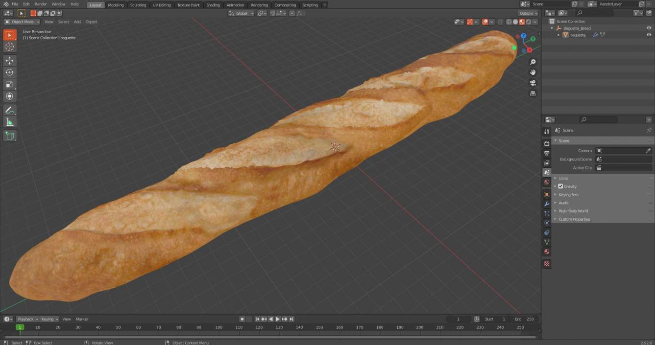 Baguette Bread 3D model