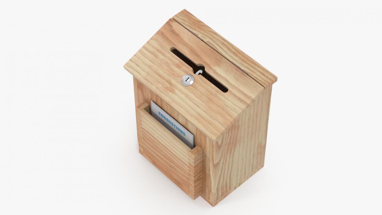 Natural Pinewood Ballot Comment Box with Card 2 3D