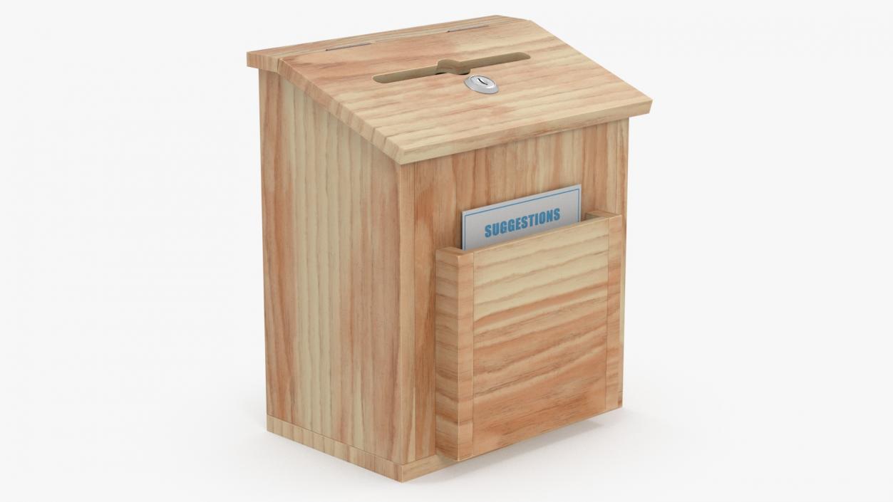 Natural Pinewood Ballot Comment Box with Card 2 3D