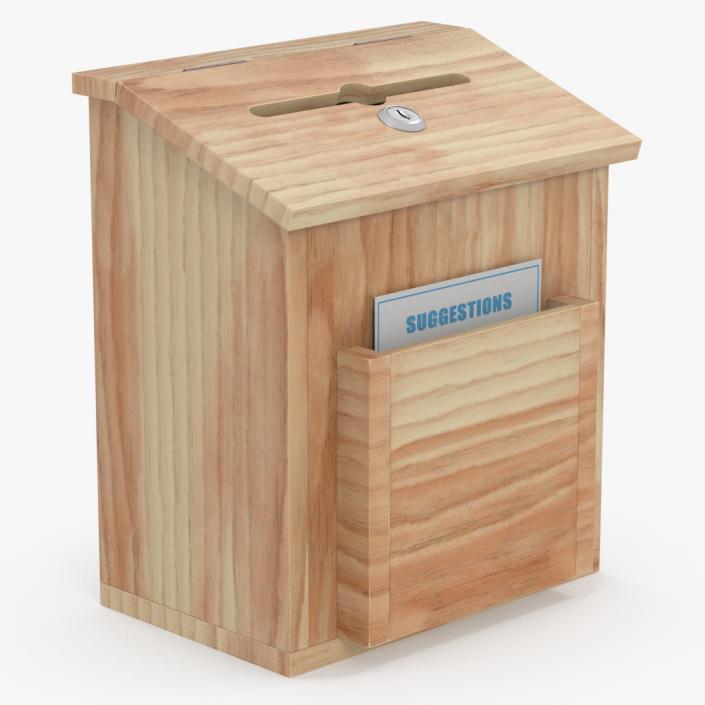 Natural Pinewood Ballot Comment Box with Card 2 3D