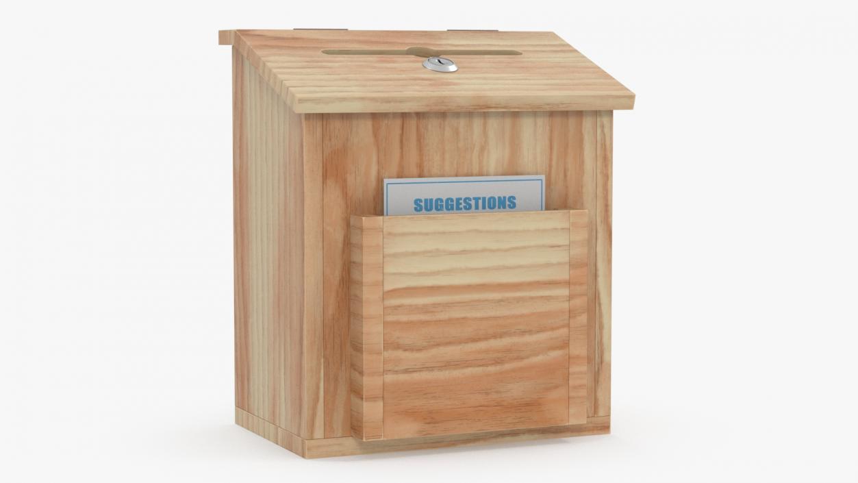 Natural Pinewood Ballot Comment Box with Card 2 3D