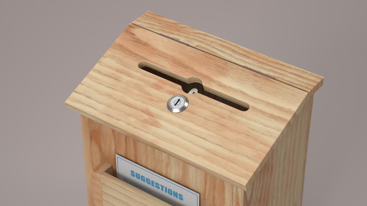 Natural Pinewood Ballot Comment Box with Card 2 3D