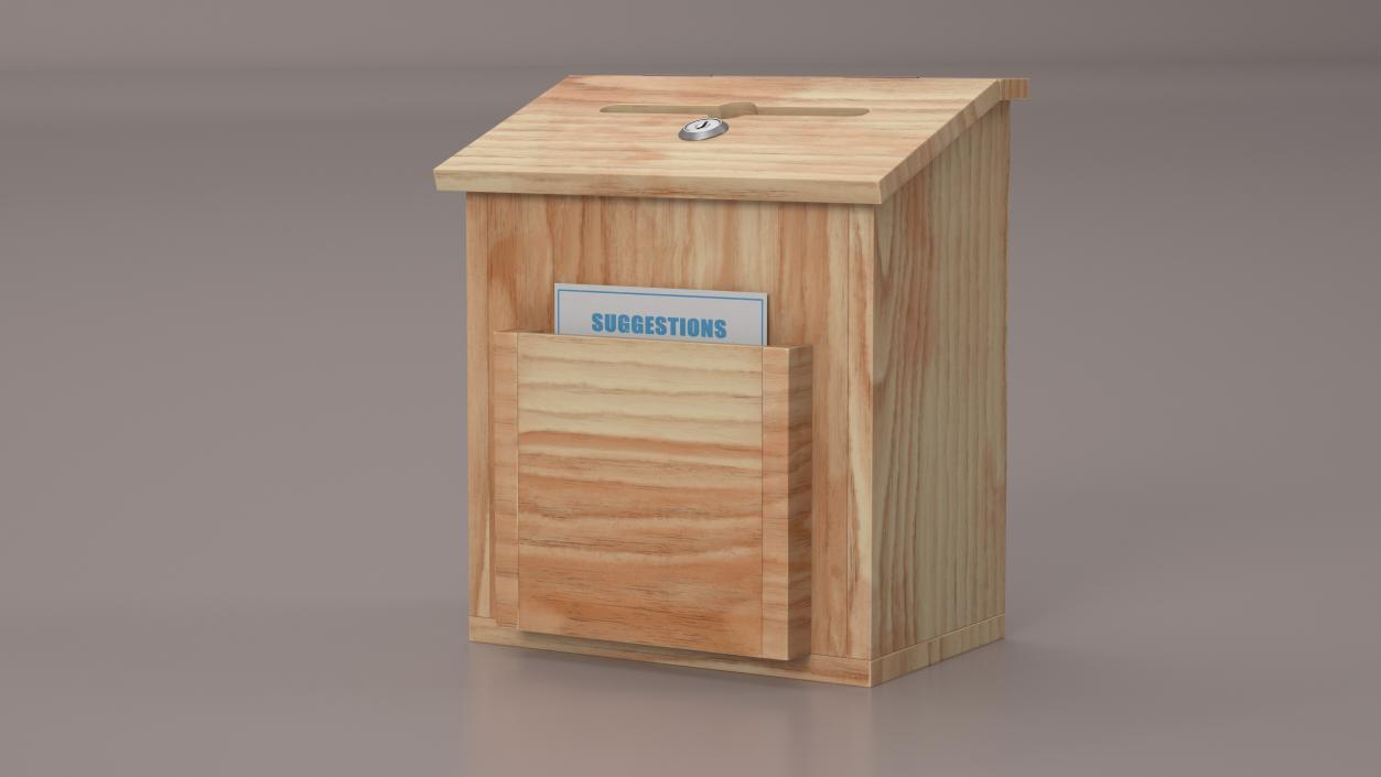 Natural Pinewood Ballot Comment Box with Card 2 3D