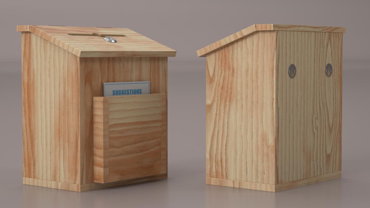 Natural Pinewood Ballot Comment Box with Card 2 3D