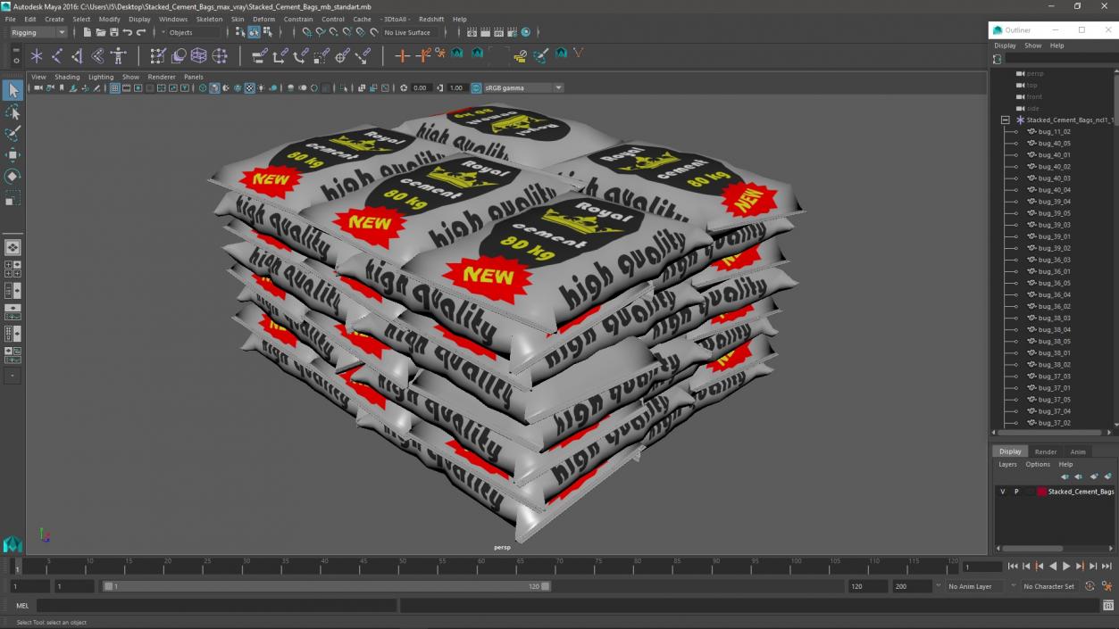 Stacked Cement Bags 3D model