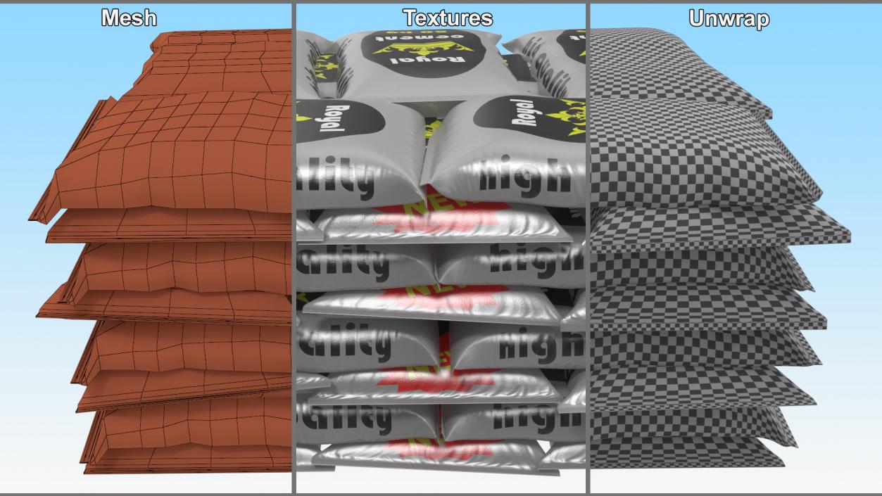 Stacked Cement Bags 3D model