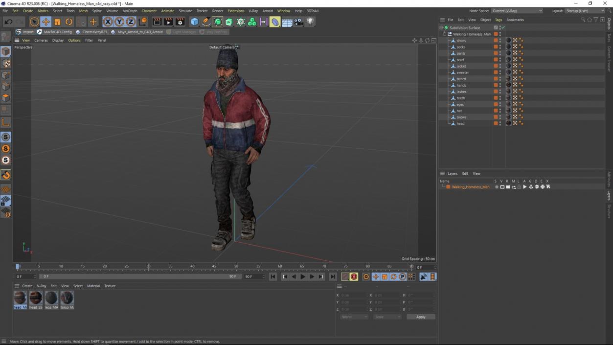 3D model Walking Homeless Man