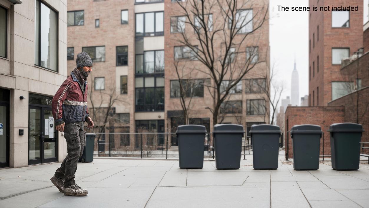 3D model Walking Homeless Man