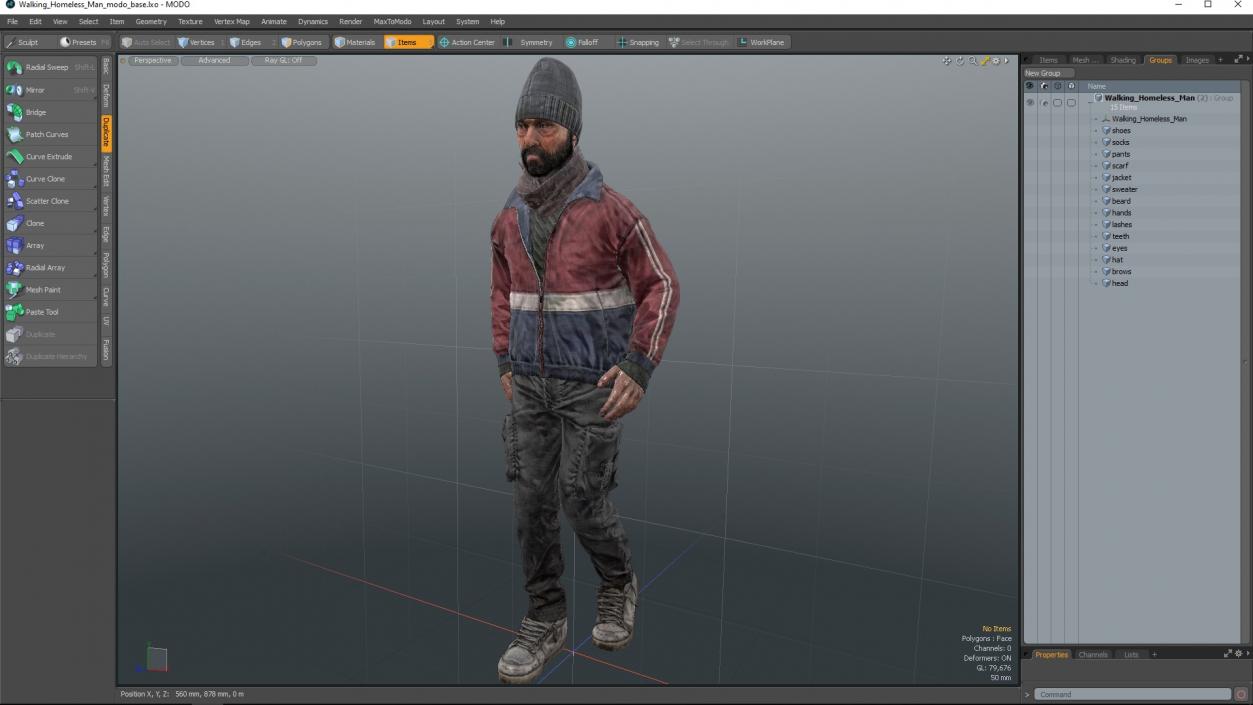 3D model Walking Homeless Man