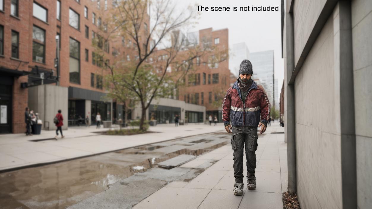 3D model Walking Homeless Man