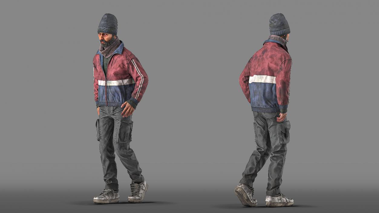 3D model Walking Homeless Man