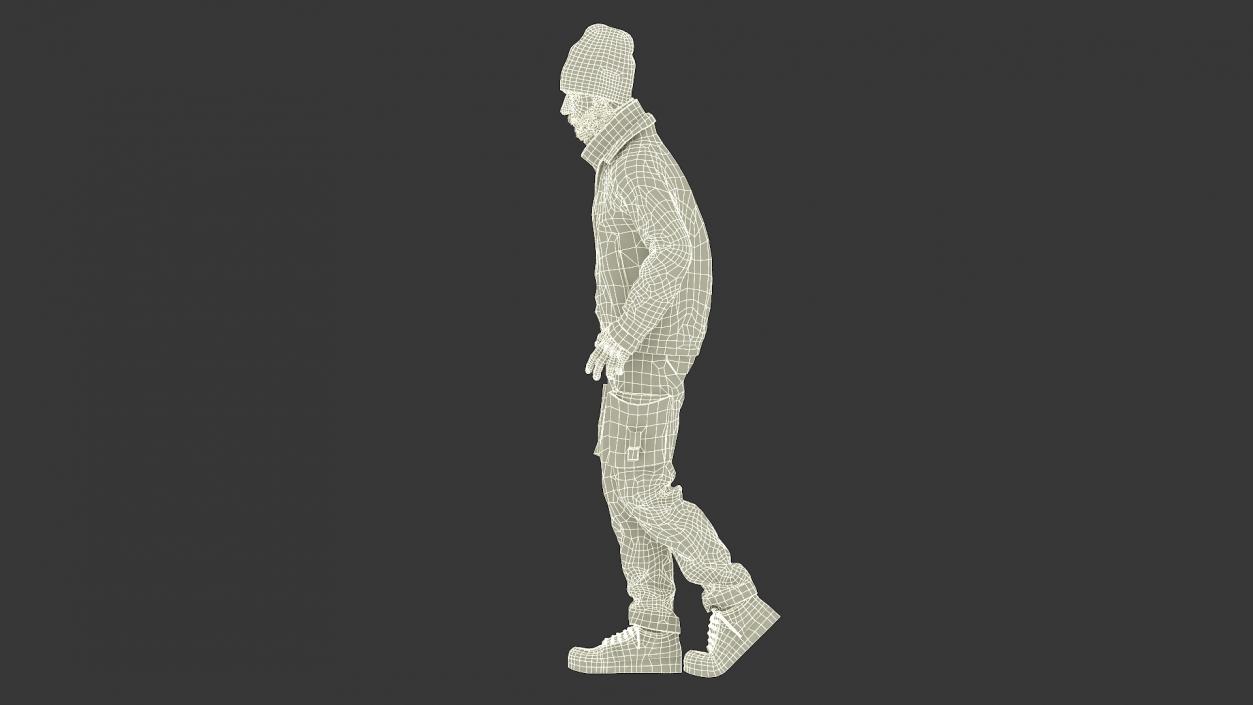 3D model Walking Homeless Man