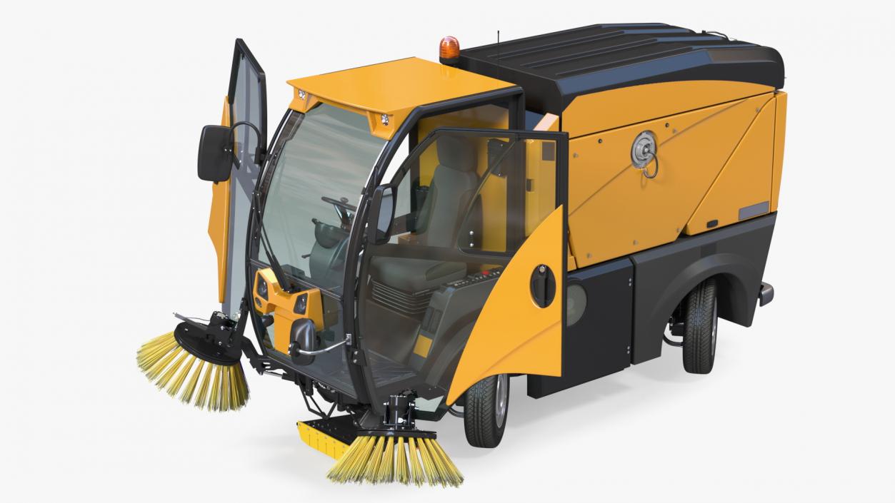 Compact Road Sweeper Rigged 3D