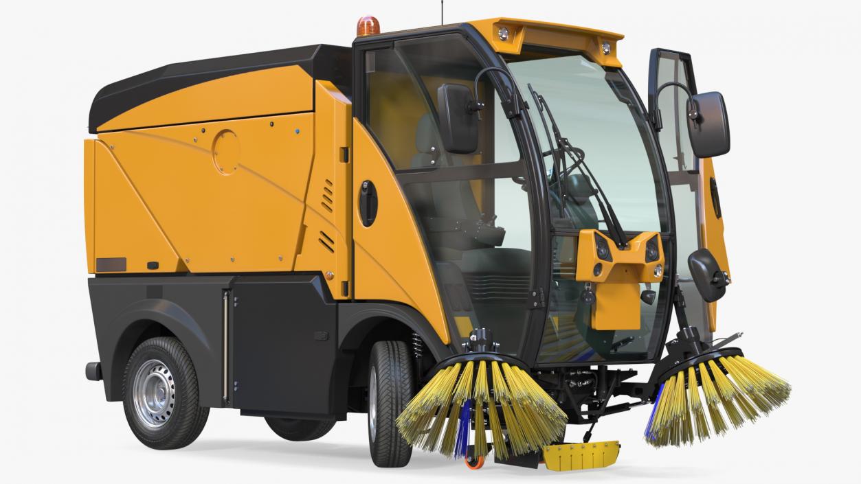 Compact Road Sweeper Rigged 3D