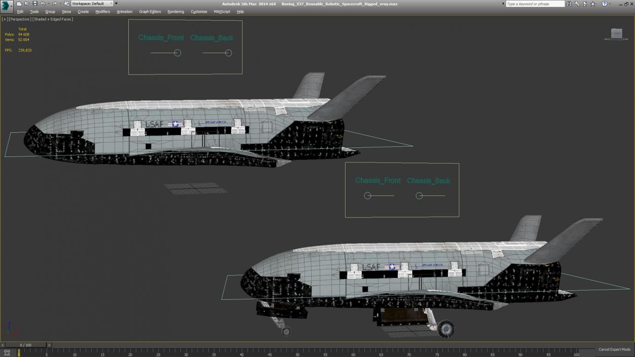 Boeing X37 Reusable Robotic Spacecraft Rigged for Cinema 4D 3D model